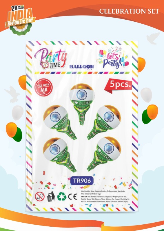 Maa Arts & Crafts Tri Color Orange White Green India Flag Balloons 5 Piece Set