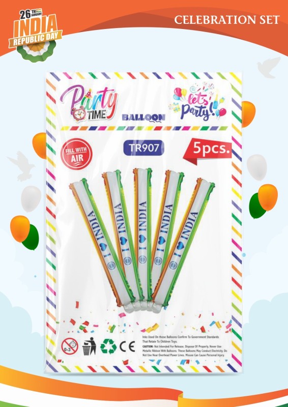 Maa Arts & Crafts Tri Color Orange White Green India Flag Balloons 5 Piece Set
