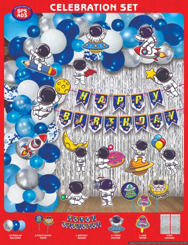 Maa Arts And Crafts Themed Birthday Celebration Set, 30 Balloons, 2 Photo Booth Props, 1 Birthday Banner, 17 Theme Posters, 1 Cake Toppers, 2 Foil Curtain (Astro)