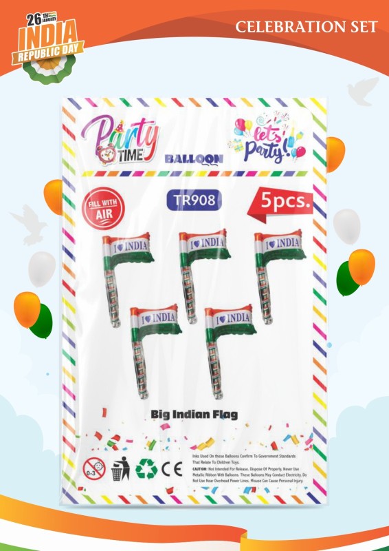 Maa Arts & Crafts Tri Color Orange White Green India Flag Balloons 5 Piece Set